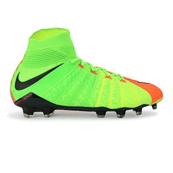 Nike Pria Hypervenom Phantom III Dynamic Sesuai FG Elektrik Hijau/Hitam/Hiper Oranye Sepak Bola Sepatu-9A- internasional