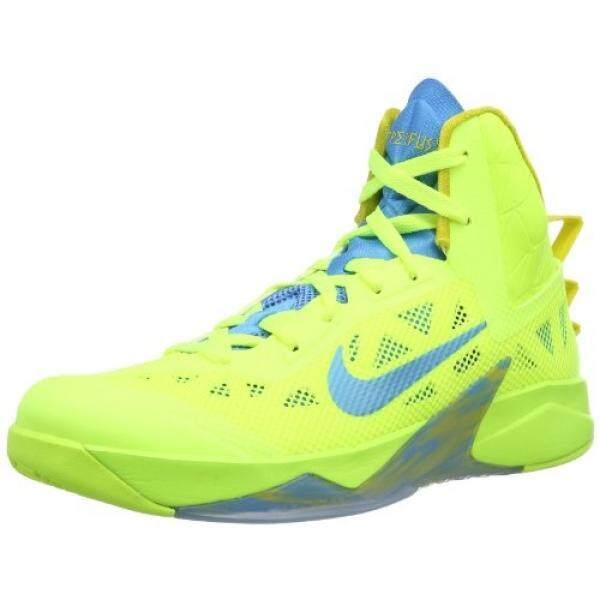 Nike Pria ZOOM Hyperfuse 2013 Volt/Hidup Biru/Terang Citron Sepatu Basket En Kami-Internasional