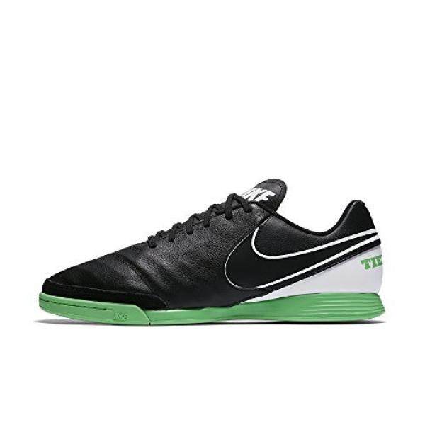 Nike TIEMPOX GENIO II LEATHER IC mens soccer-shoes 819215-002_8.5 - BLACK/BLACK-WHITE-ELECTRO GREEN - intl