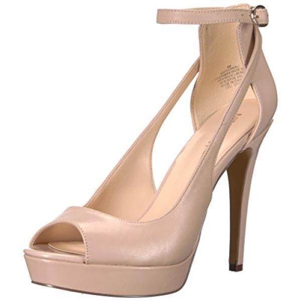 Nine West Womens Donnali Kulit Bertumit Sandal Natural/Alami Kulit, Kami-Internasional