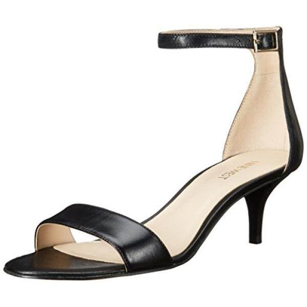 Nine West Womens Leisa Kulit Bertumit Gaun Sandal Kulit Hitam, US-Intl
