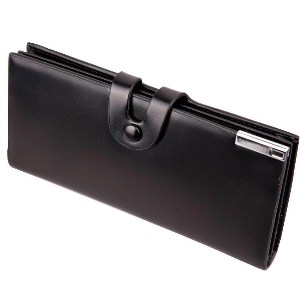 Nonvoful Pria Kulit Dompet Bifold Pemegang Peta Kredit With Jual Penutup Tombol Hitam-Internasional