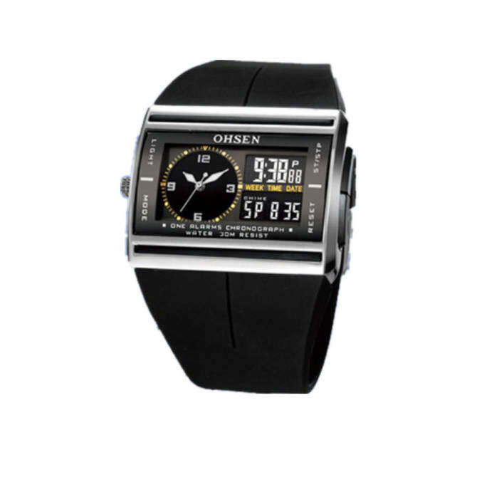 OHSEN Digital Rubber Sport Waterproof Black Mens Watch Lazada