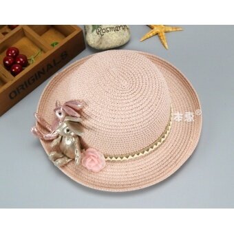 Tua Bayi Anak-anak Topi Musim Panas Matahari Topi Wanita Banyuwangi Tutup Putri Topi Matahari Topi Anak Laki-laki dan Perempuan Straw hats (Usia Insects + Cocok Semua Ukuran + Kulit Bubuk) -Internasional