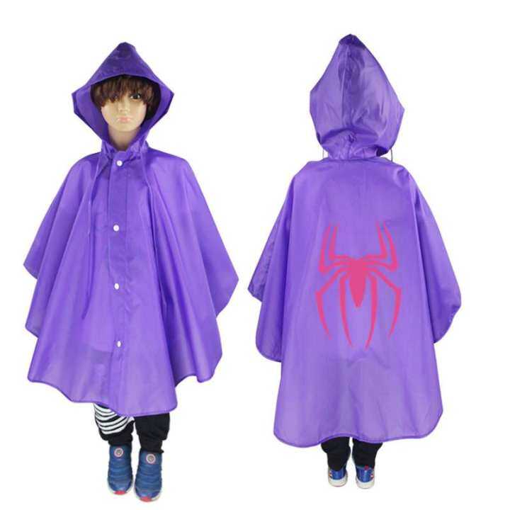 One-Piece baby child waterproof girls kids children's raincoat for children rain gear poncho girl sets rainwear rainsuit pants (Purple)