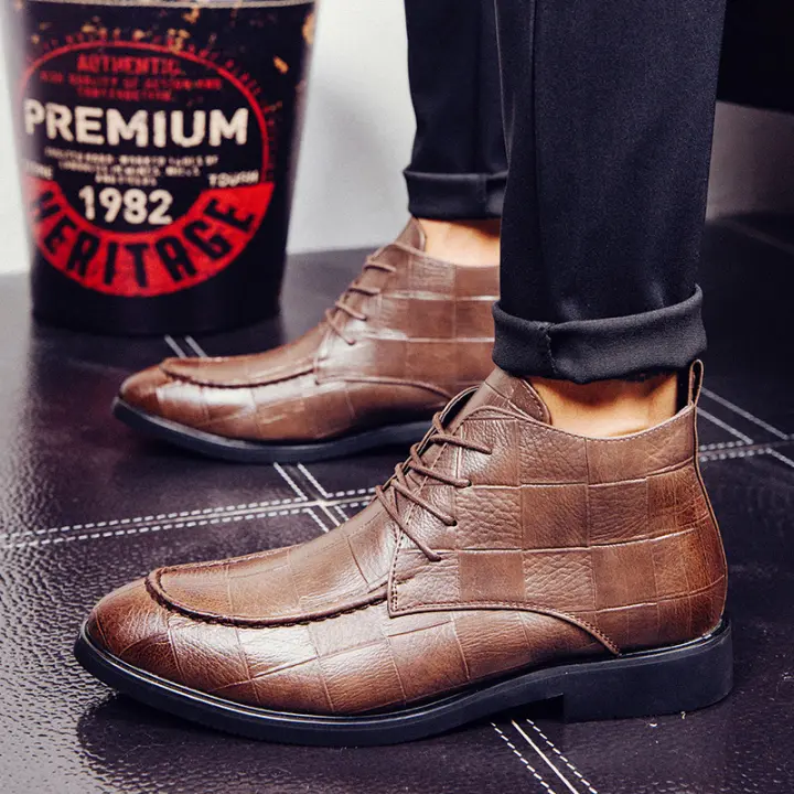 mens brown leather boots fashion