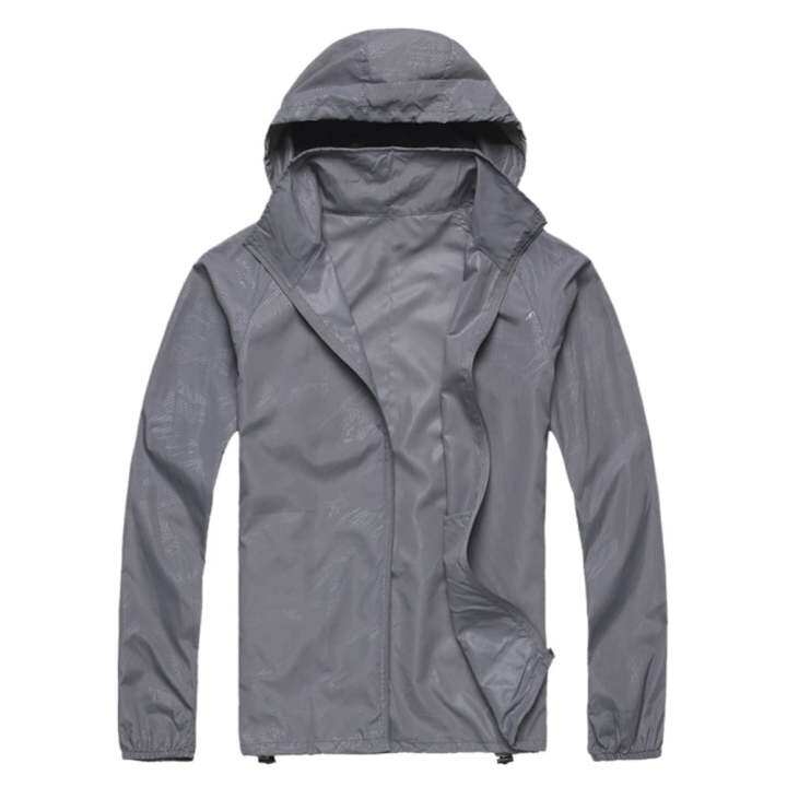 Outdoor Unisex Cycling Running Waterproof Windproof Jacket Rain Coat -Light Grey