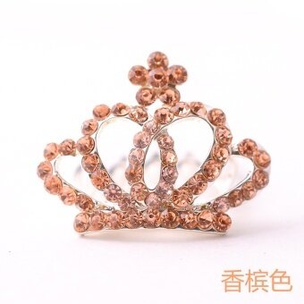 Para grass roots children's jewelry headdress hair accessories hairpin hair hoop girl princess bride accessories rhinestone crown comb small (Champagne color) - intl