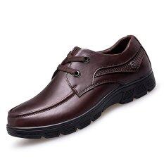 PINSV Big Size 37-50 Genuine Leather Business Shoes (Brown)