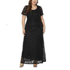 Plus Ukuran Malam Renda Gaun Wanita XL-9XL 2018 Musim Semi Musim Panas Modis Pesta Panjang Vestidos Elegan Ukuran Besar Pakaian Lengan Pendek