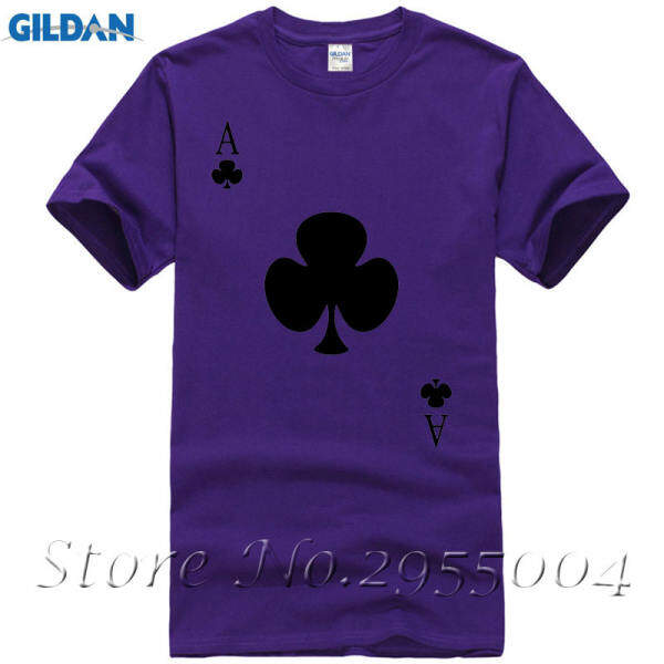 Jin Fashion Lucu Poker Desain Pria T Baju Batik Pria Lengan Pendek Atasan Kasual Ungu-Intl