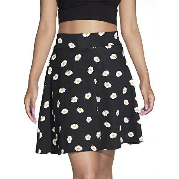 River Island River Island Tarik-On, Bunga Cetak Skater Mini Rok, Hitam/Bunga Aster, ukuran L-Internasional