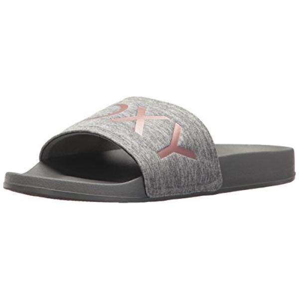 Roxy Womens Slippy Textile Slide Sport Sandal, Grey, 6 M US - intl