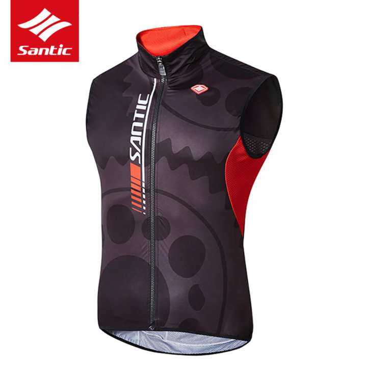 Santic Men Pro Waistcoat Cycling Vest Windproof Sleeveless Jacket Spring Autumn Anti-UV Breathable Cycling Jersey Sportswear Running Bike Bicycle Clothing
