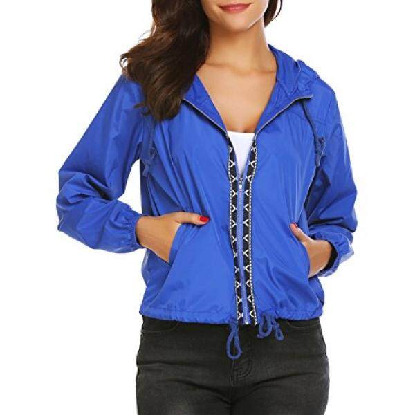 Se Miu Wanita Jas Hujan Ringan Tahan Air Hooded Aktif Jaket Hujan Luar Ruangan Biru Royal L-Intl