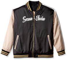 Sean John Men's Big and Tall Satin Bomber Jacket, PM Black, 4XL
