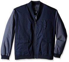 Sean John Men's Big and Tall Two-Tone Bomber Jacket, Navy, 4XL