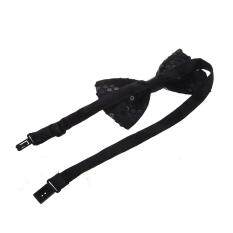 Sequin Bow Tie Dickie Bow Fancy Dress Dance Wear Party Emo (Black) (Intl)