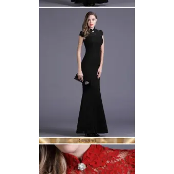 Y Lace Fish Tail Design Las Dinner Formal Long Dress Black Y Lace Fish Tail Design Las Dinner Formal Long Dress Black