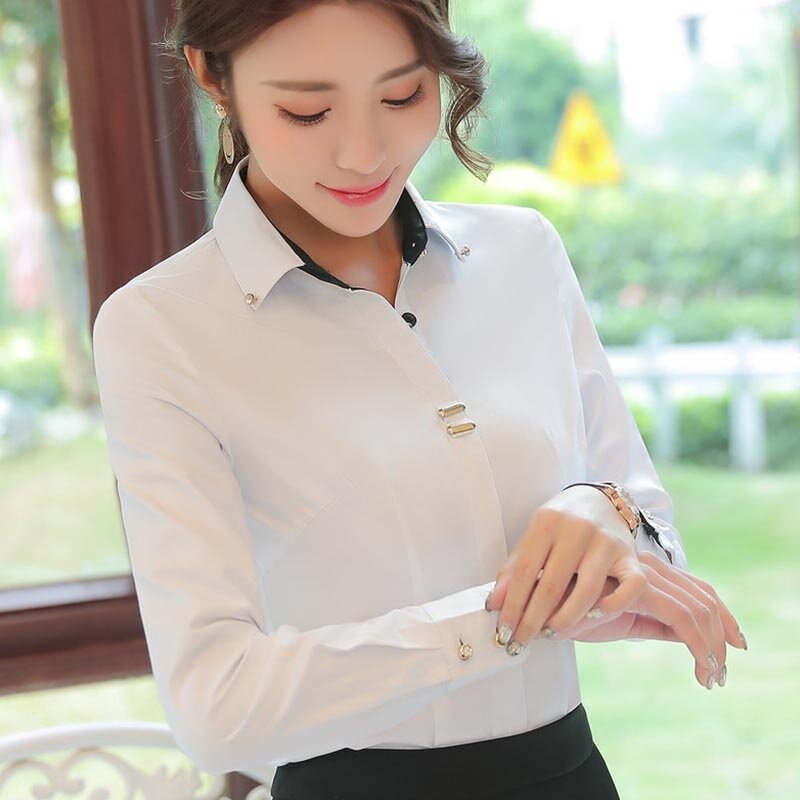 white long sleeve shirt womens formal
