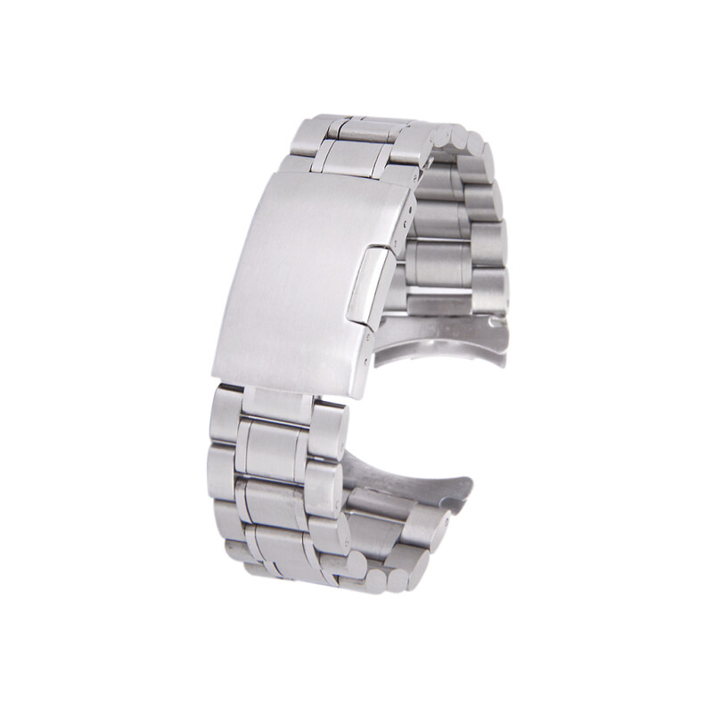 Silver Solid Stainless Steel Links Watch Band Strap Curved End Deployment Buckle 22 mm Malaysia