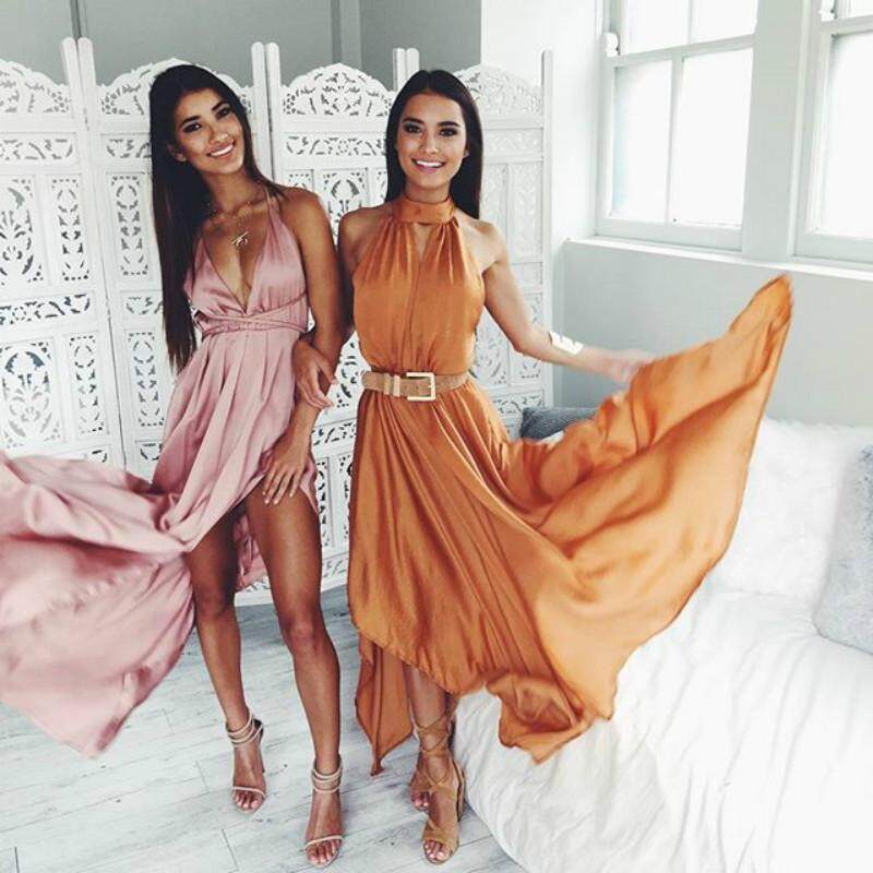 Slip Satin Backless Long Dress Women Pajamas Summer Dress Evening Party Elegant Black Maxi Dresses Vestidos - intl