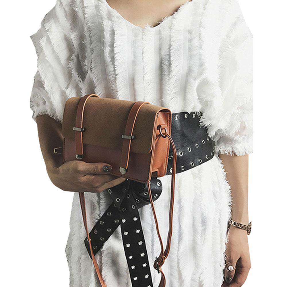 Sobuy Wanita Beku Ganda Panah Selempang Bahu Kurir Tas Antik (Coklat)-Internasional