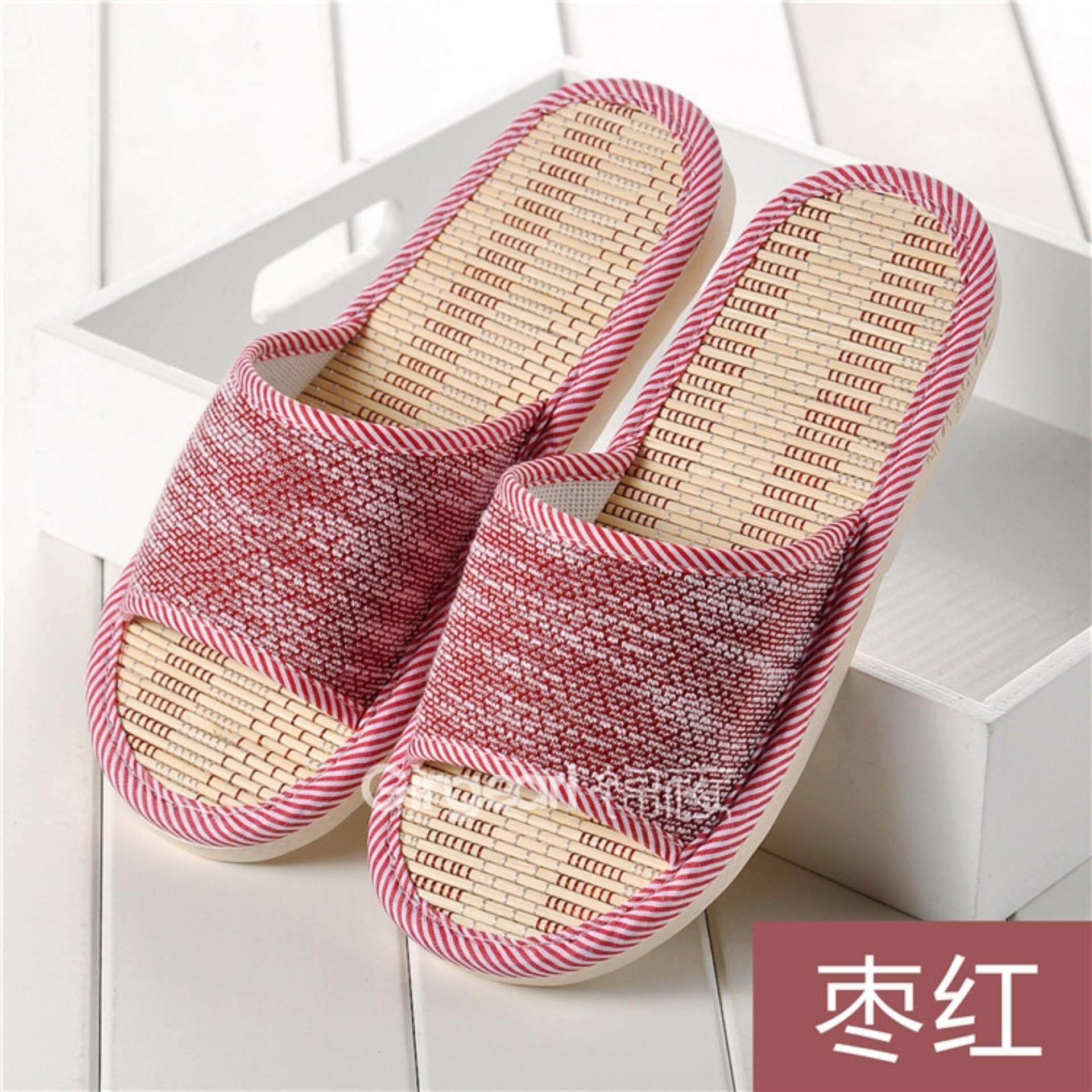 Pecinta Musim Panas Bambu Kursi Sandal Keren Rumah Silent Tidak Bekas Luka Lantai Kayu Keren Kursi Sandal Pria dan Wanita Sandal Linen- internasional