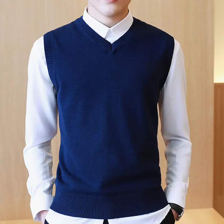 blue knit vest