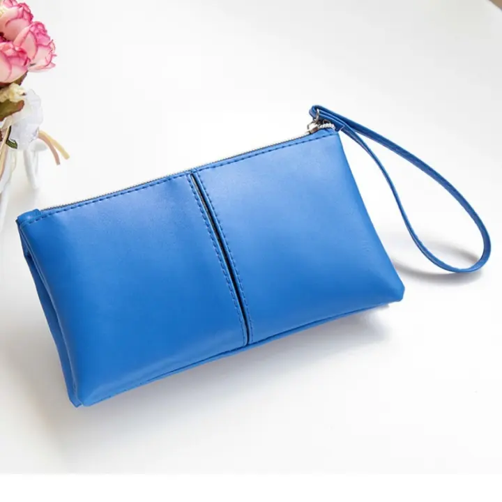 blue wristlet bag