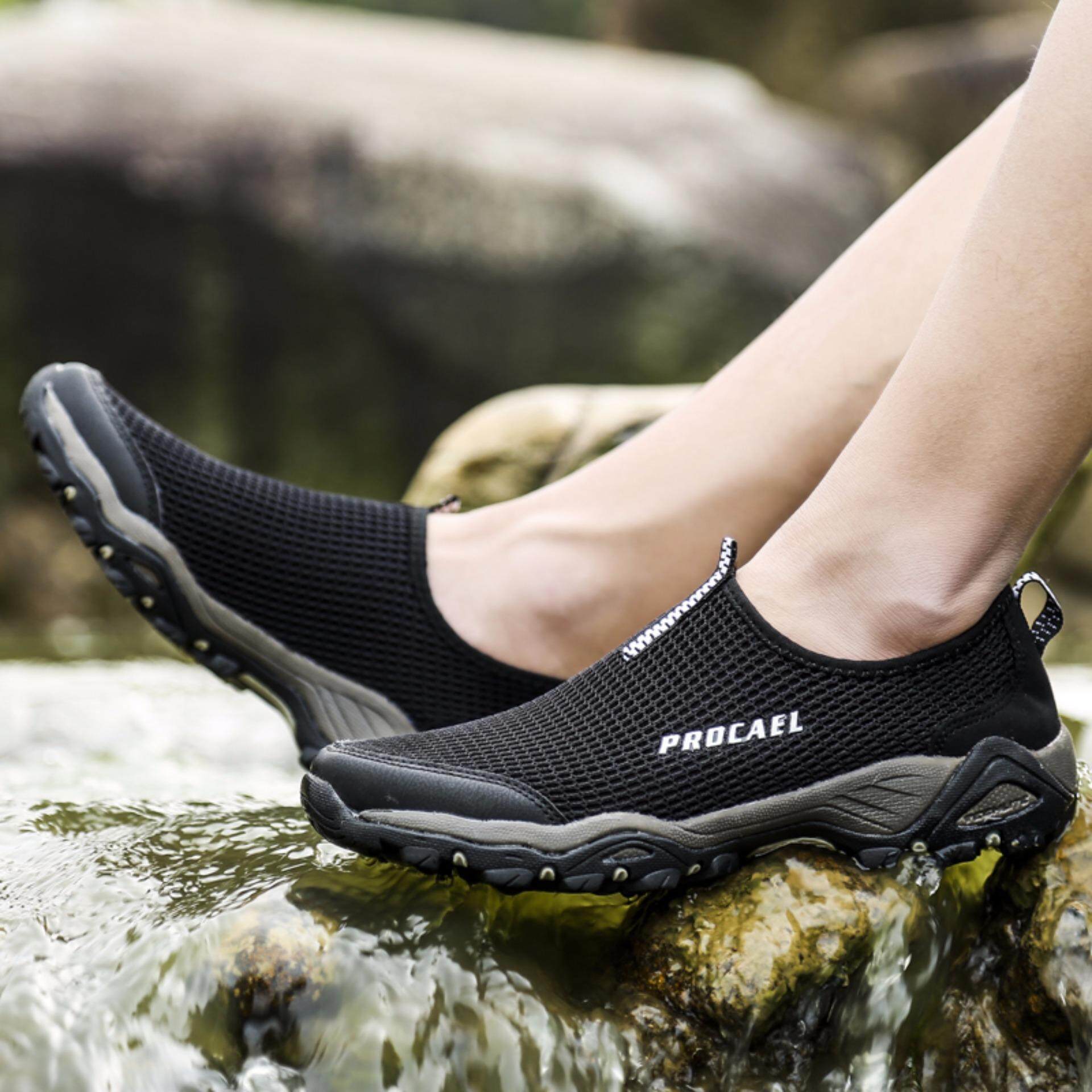Toursh 2018 Musim Panas Pria Aqua Sepatu Luar Ruangan Dapat Bersirkulasi Pantai Sepatu Ringan Cepat Kering Sepatu Rendam Sport Air Daki Gunung Kemah sneakers Ukuran 39-44-Internasional