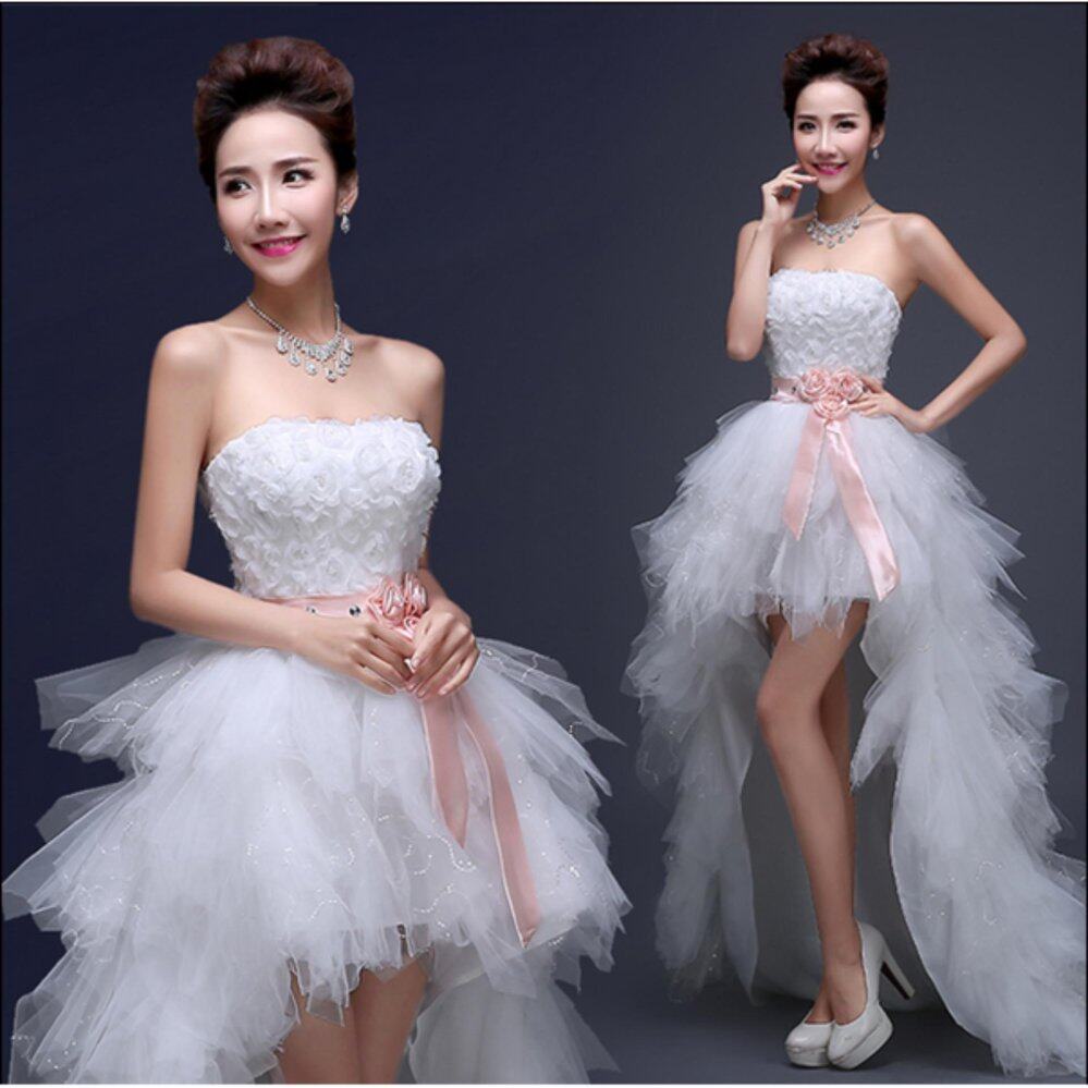 Unique White Tulle Short Front Long Back Wedding Dress Knee Length Unique White Tulle Short Front Long Back Wedding Dress Knee Lengthbridal Gown 2224 86477253 63be1bbbcf2e5405227f66230e24d84f
