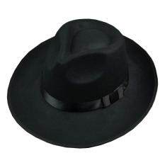 Unisex Wol Topi Fedora Laken Klasik Topi Fedora Warna: Hitam Ukuran: L (58-60 Cm)
