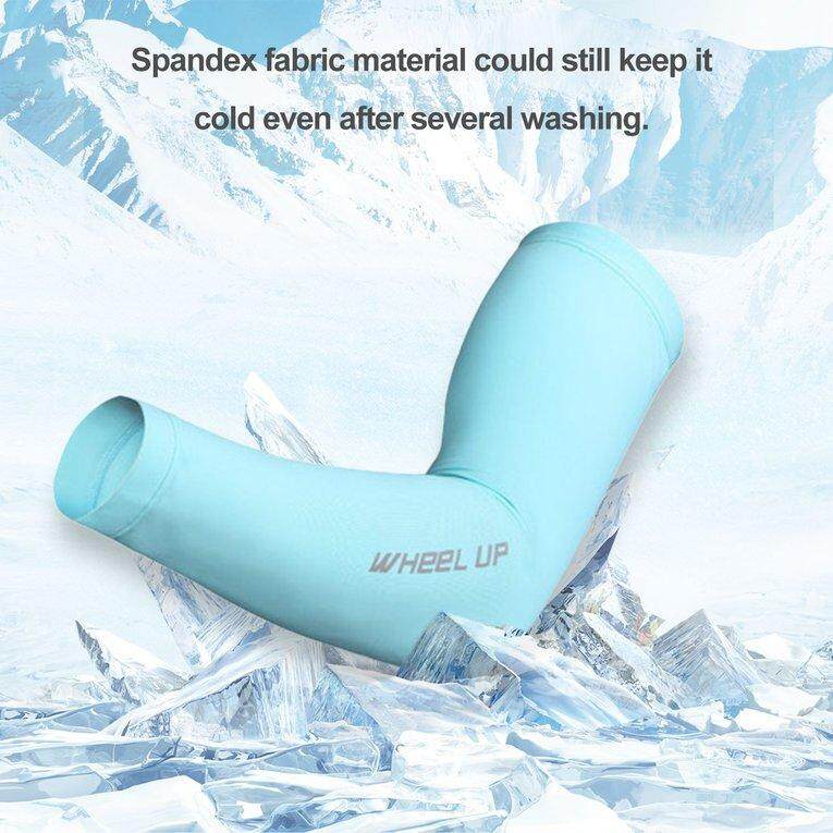 Roda Hingga Sunscreen Bersepeda Lengan Lengan Bernapas Polos Sehelai Kain Di Atas Lengan untuk Mengendarai Biru-Internasional