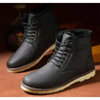 Men/'s Casual Leather High Top Sneaker Lace-up Work Shoes Ankle Boots Winter Warm