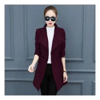 Woman Autumn And Winter Clothes Slim Pure Color Korean Style Woman Autumn And Winter Clothes Slim Pure Color Korean Style Fashion Woolen Coat