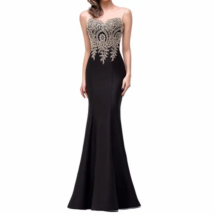 Women Evening Party Full Length Floral Wedding Gown Bride Dress Maxi Fishtail Long Dress Lazada Ph