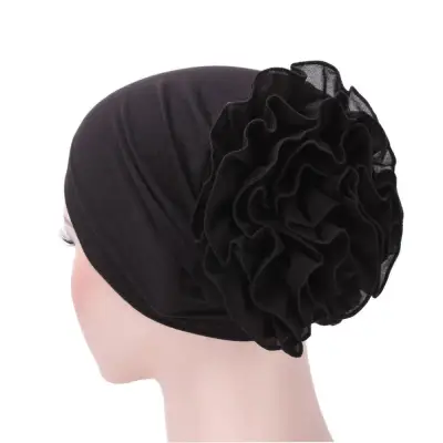 Women Flower Muslim Ruffle Hat Beanie Scarf Turban Head Wrap Cap