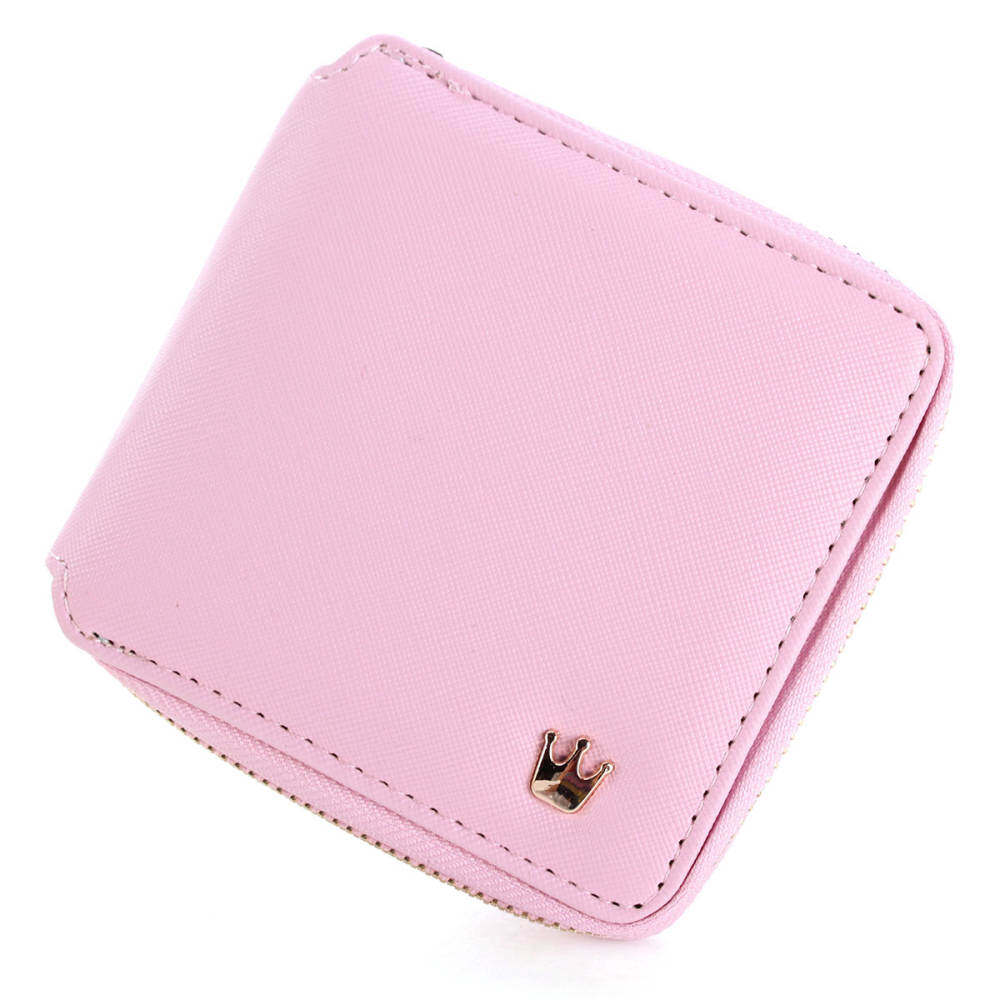 Eyqtous Wanita Mahkota Wanita Dompet Kulit Dompet Pendek Tas Pink Kartu Bentuk Tas Tangan Koin Baru