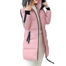 Musim Dingin Wanita Panjang Jaket Bulu Angsa dengan Kerah Bulu Mantel Bertopi Langsing