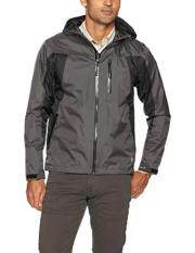 Wrangler Men's Waterproof Zip Front Rain Jacket, Black/Grey, M