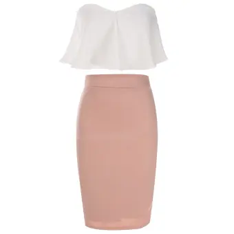 white ruffle skirt set