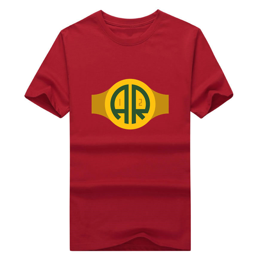 Yuandi Pria Bay QB Aaron Rodgers Kaos Katun Streewear Pop Lengan Pendek Laki-laki Kaos Kaus Atasan Merah-Intl