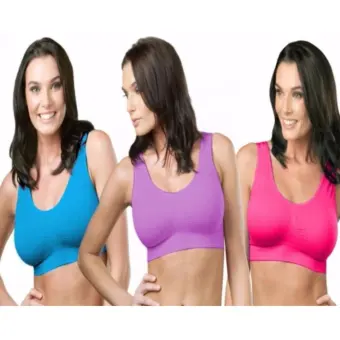 Yume 3 Pack Seamless Genie Bra Wonder Bra With Removable Pads Blue