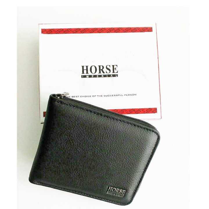 Zipper Imperial HORSE Leather Wallet (Black) Lazada