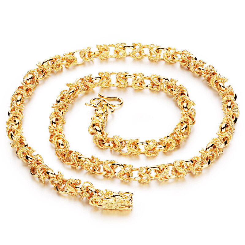 Zuncle Sarung Tangan Mewah Kepribadian 18 K Gold Berlapis Pria Hadiah Perhiasan Fashion Grand Kepala Naga Kalung Grosir (Gold En) -Intl