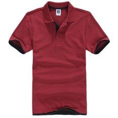 Zuncle POLO Pria Lengan Pendek Kaos Golf Kaus Tenis (Merah + Hitam)