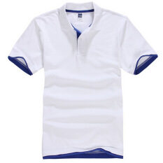 Zuncle POLO Pria Lengan Pendek Kaos Golf Kaus Tenis (Putih + Biru Dongker)