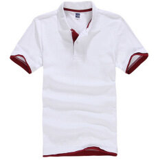 Zuncle POLO Pria Lengan Pendek Kaos Golf Kaus Tenis (Putih + Merah)