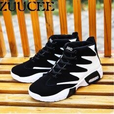 ZUUCEE Fashion Men High-Top Basketball Shoes Casual Sports Sneakers Air Cushion Shoes(white black)